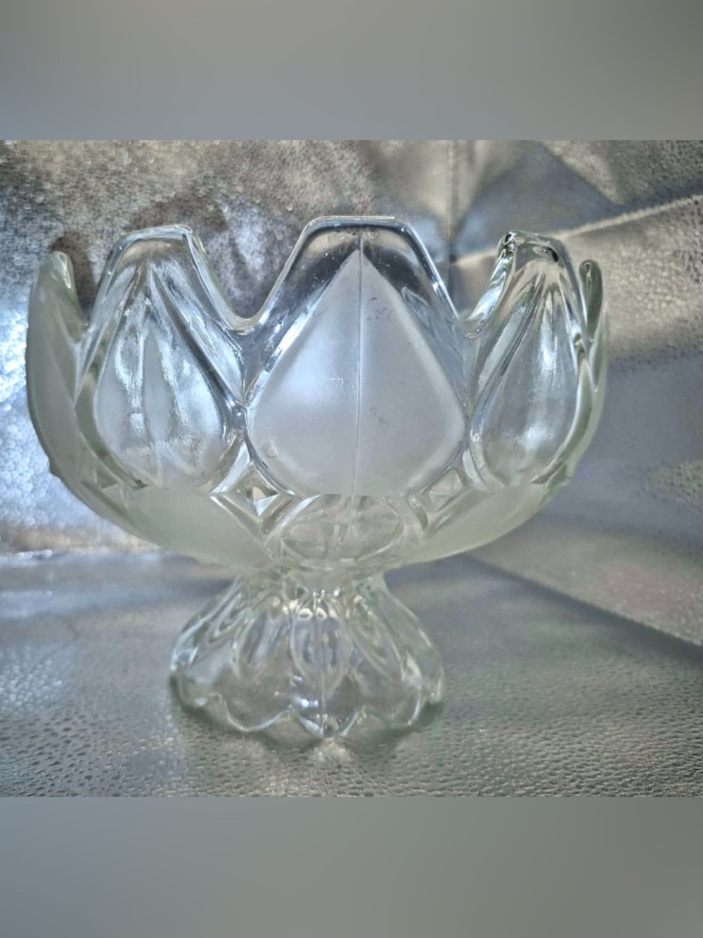 Vintage Bohemian Czech Lead Glass Tulip Pedestal Bowl Moravia - Crystal Clear 9”